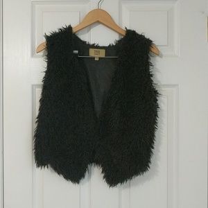Black Boho Faux Fur Vest
